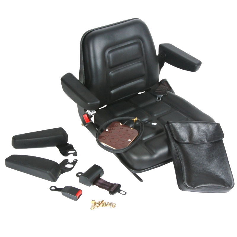 BF1-1 hållbart ergonomiskt certifierat gaffeltrucksäte för förbränningstruckar med svart vinyl